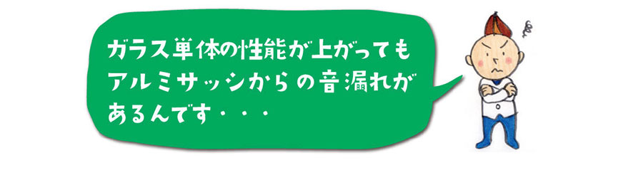 ガラス単体だけでなくサッシの音漏れも防ぐ必要があります